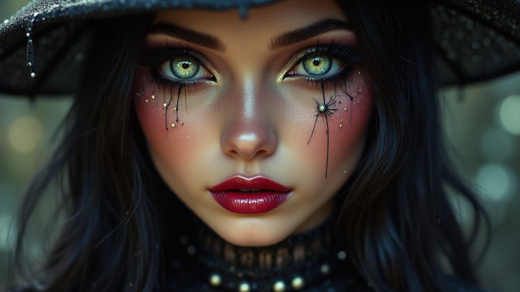 Gothic Beauty: Hyper-Realistic Close-Up Portrait