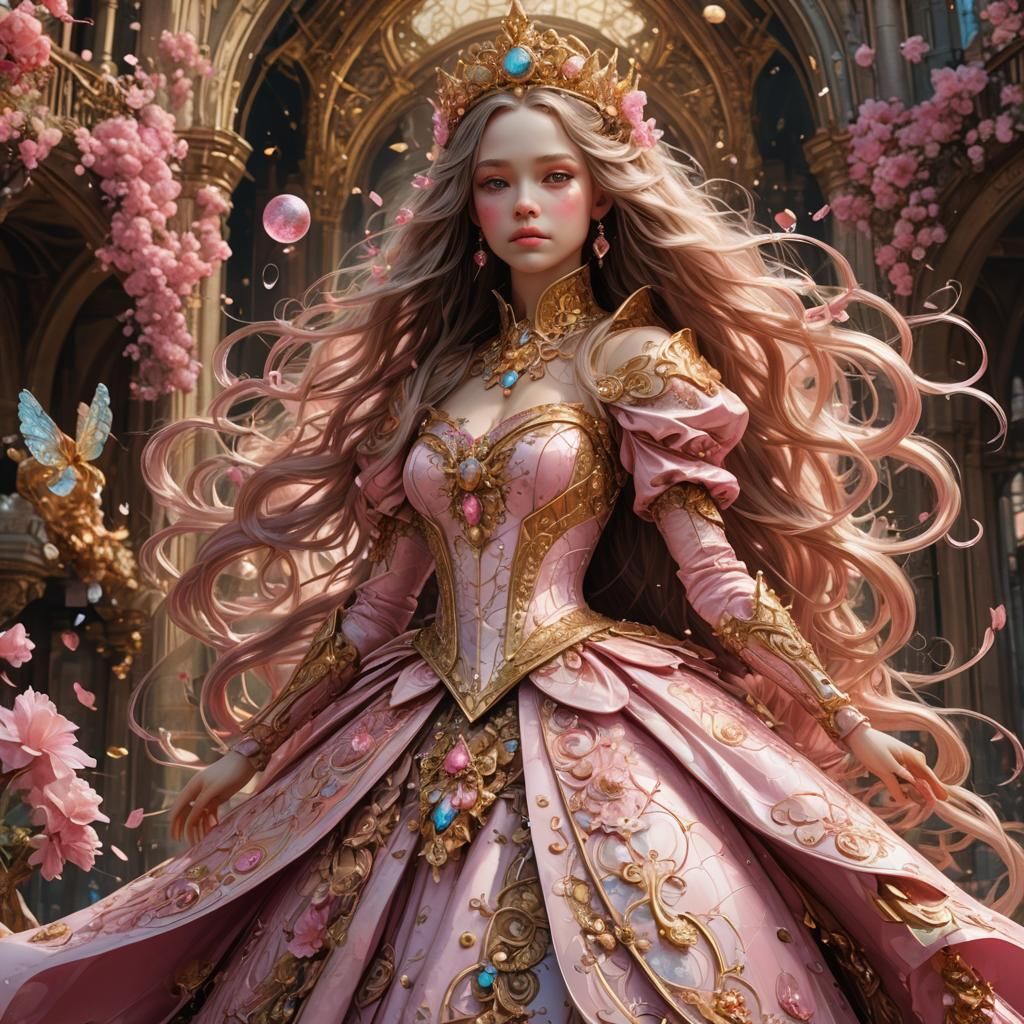Pink Princess in Fantasycore Digital Art