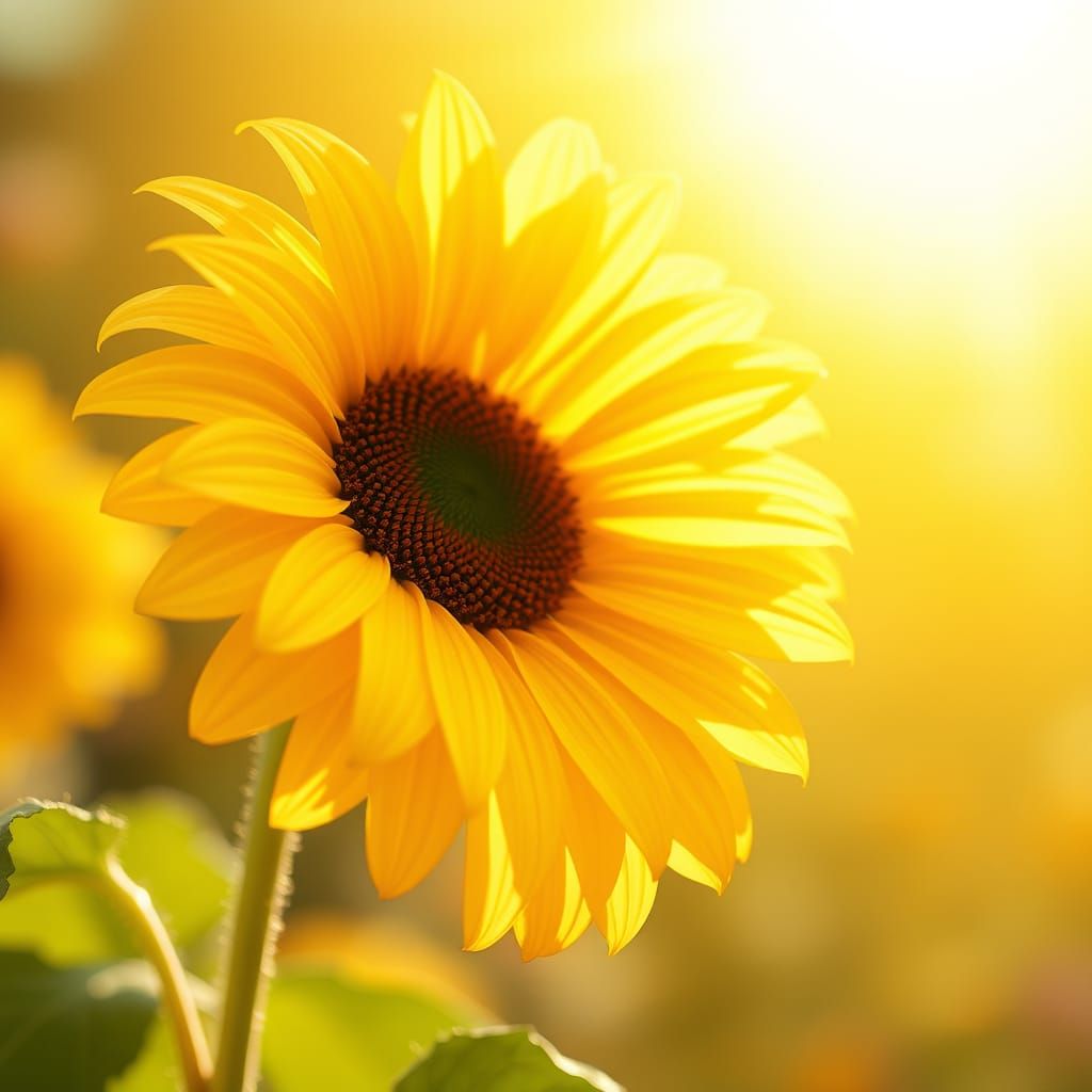 Ethereal Morning Sunflower in Watercolor Style