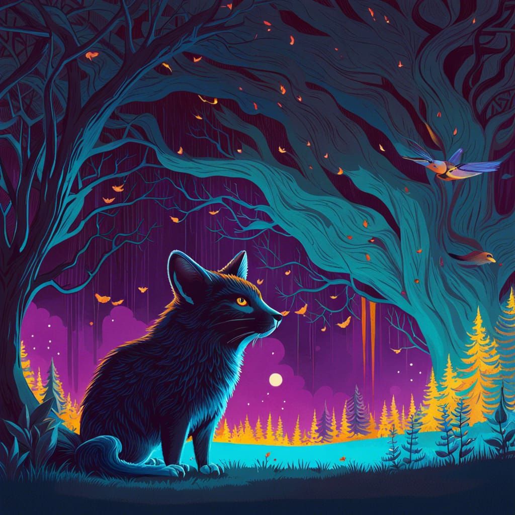 Earth Fae on Forest Stump in Lyrical Abstraction