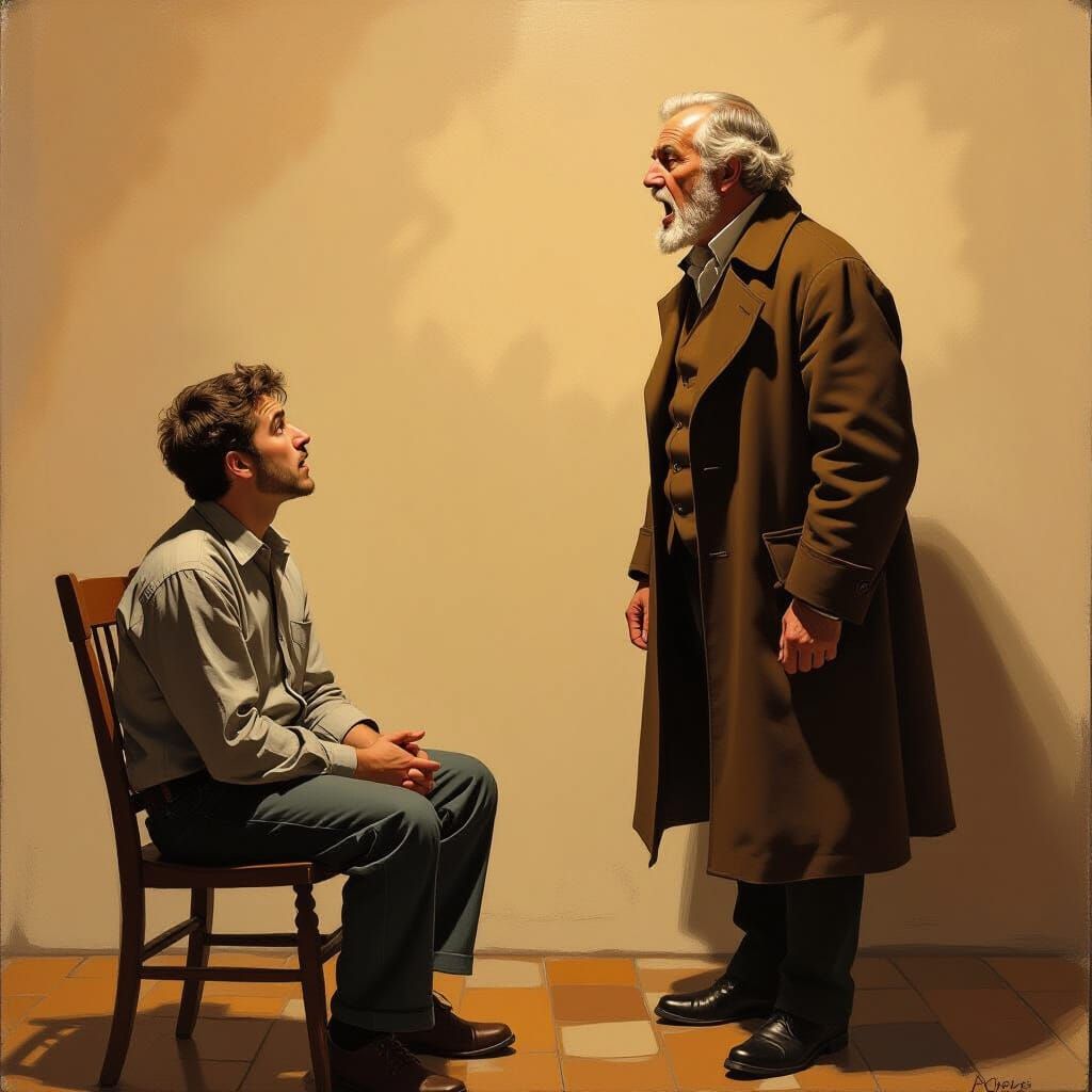 Dramatic Scene of Generational Conflict in Classical Style