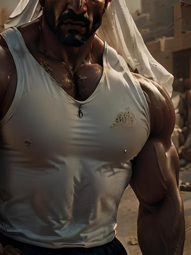 Cinematic Arab Male Bodybuilder Film Still