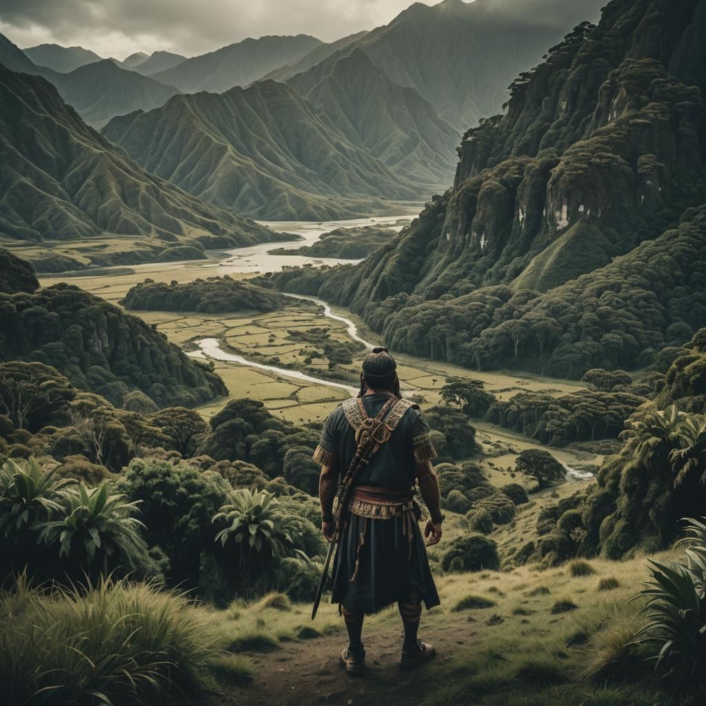 Dramatic Maori Homeland: Cinematic Film Still