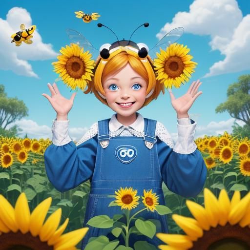 Cute Anthropomorphic Bee Holding Honeycomb, 3D Digital Art