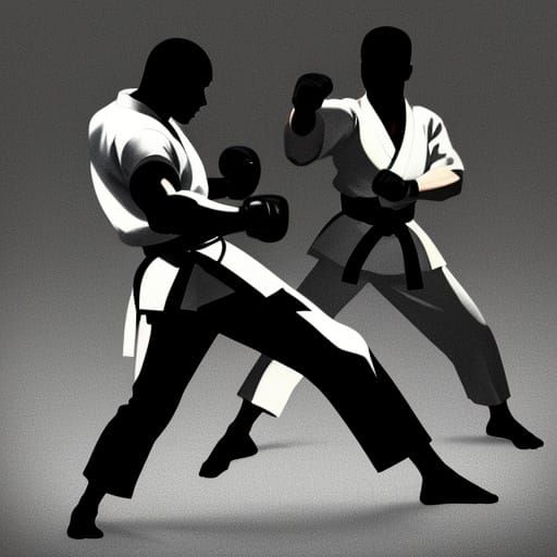 Abstract Karate Fight in Clip Art Style