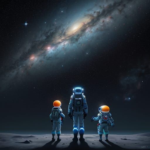 Arab Family in Space Suits Ready for Adventure