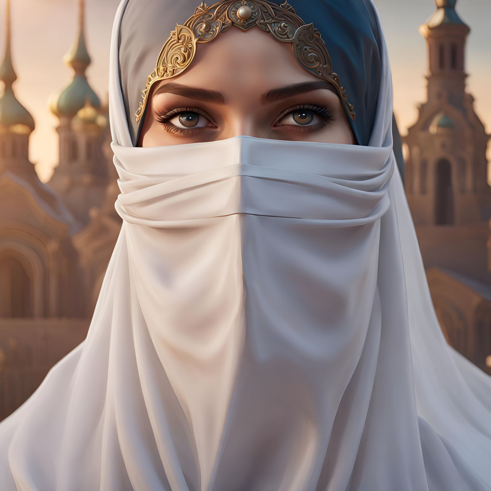 Woman in Niqab: Hyperdetailed Portrait