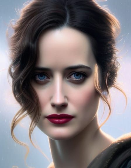 Photorealistic Portrait of Eva Green in Art Nouveau Style
