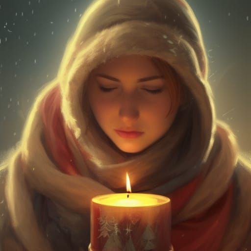 Festive Christmas Candles and Scarf Portrait