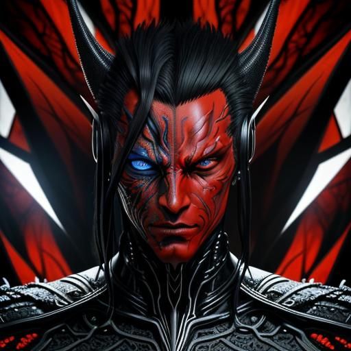 Afrofuturist Cyborg Face with Fractal Veins Digital Art