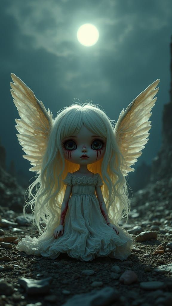 Fallen Angel Doll in Dark Fantasy Style