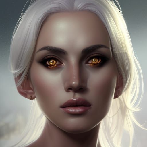 Dark Elf Woman in Golden Armor Portrait