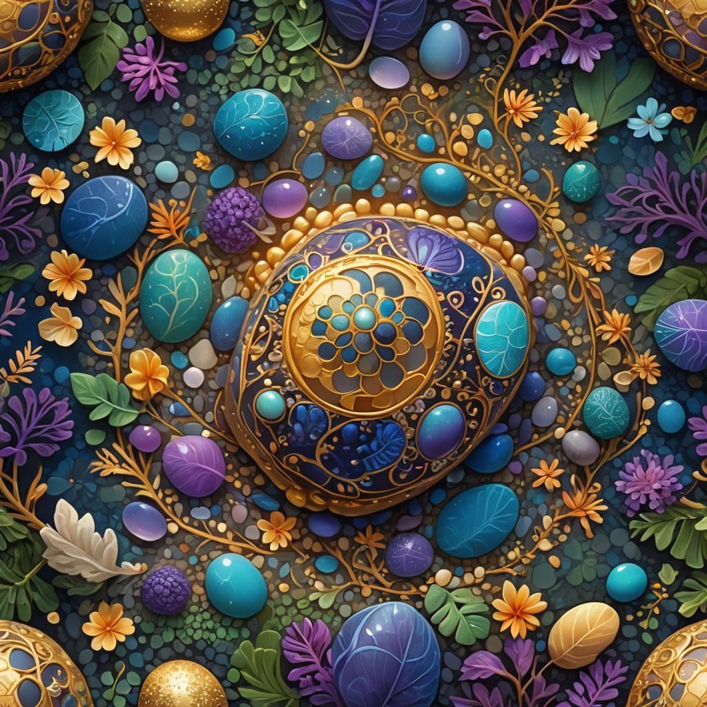 Healing Pebble Radiates Energy in Tropical Flora