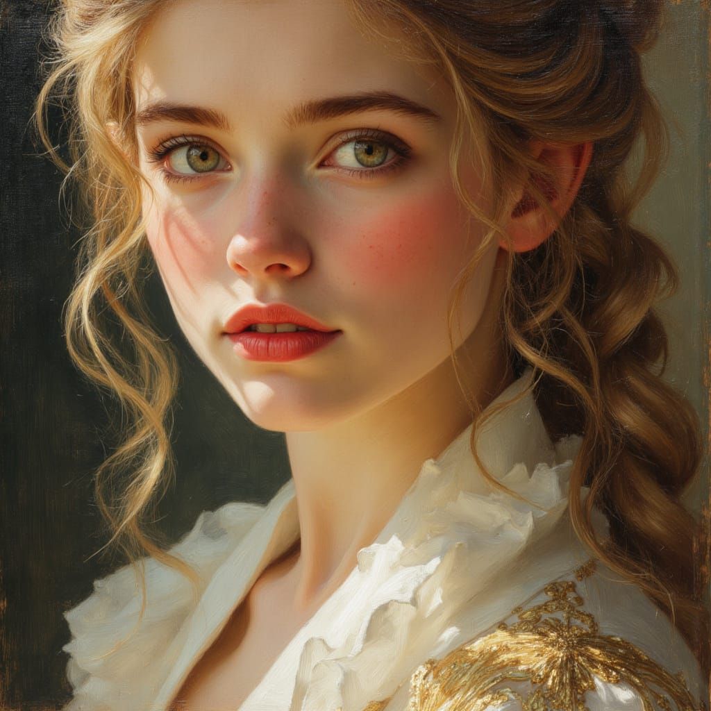 Elegant Goddess Portrait in Divine Oil Painting Style