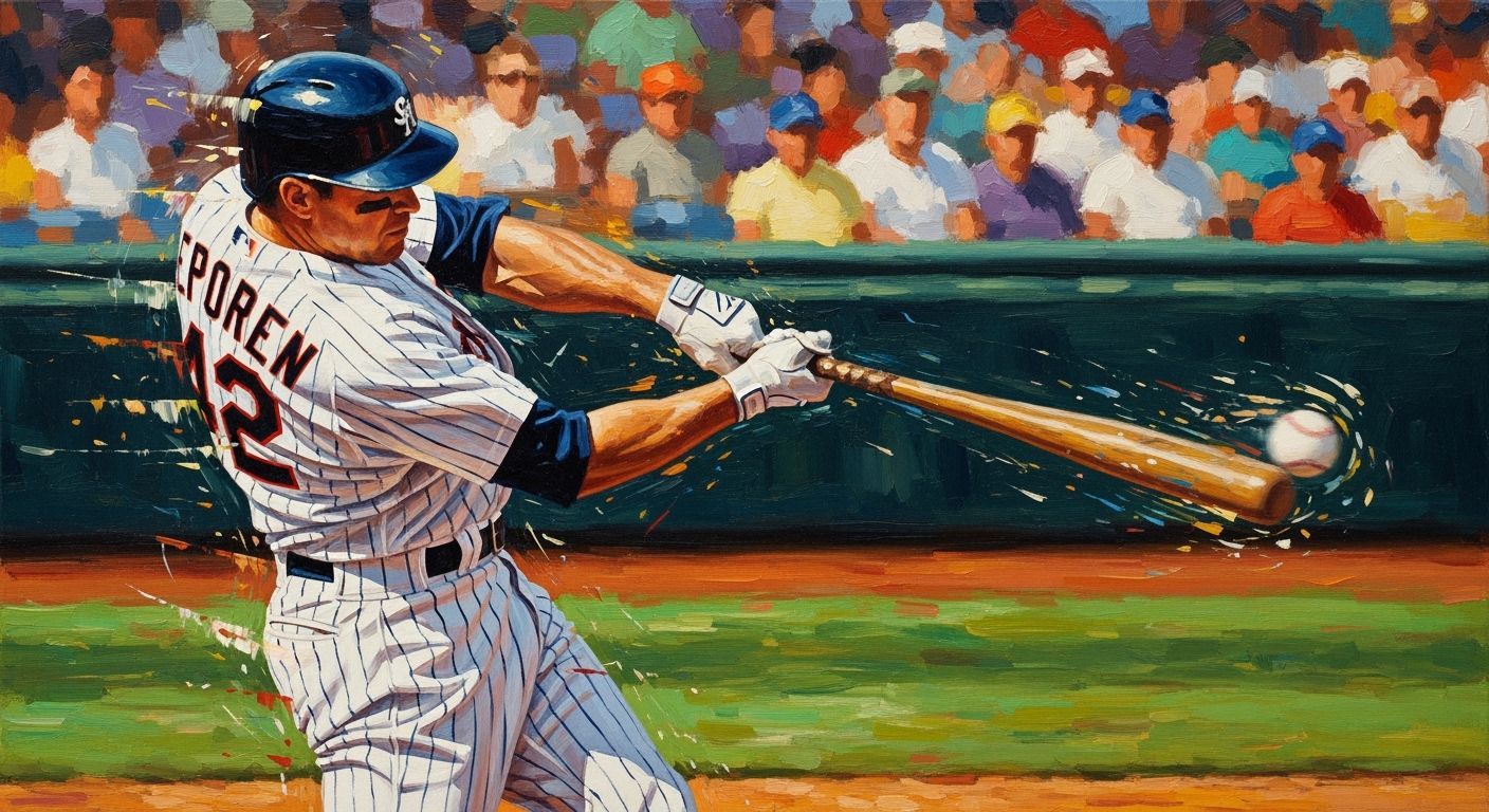 Energetic Baseball Action Painting