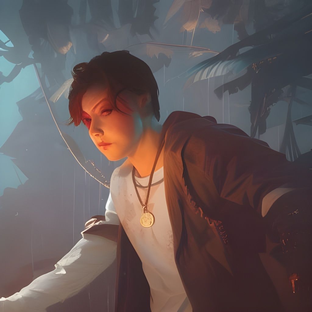 Vampire Boy Stares at Human Boy: Art Nouveau Style