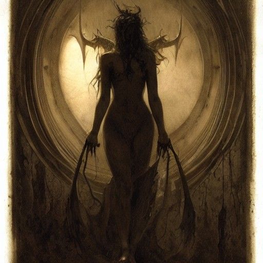 Haunting Succubus in Gothic Horror Style
