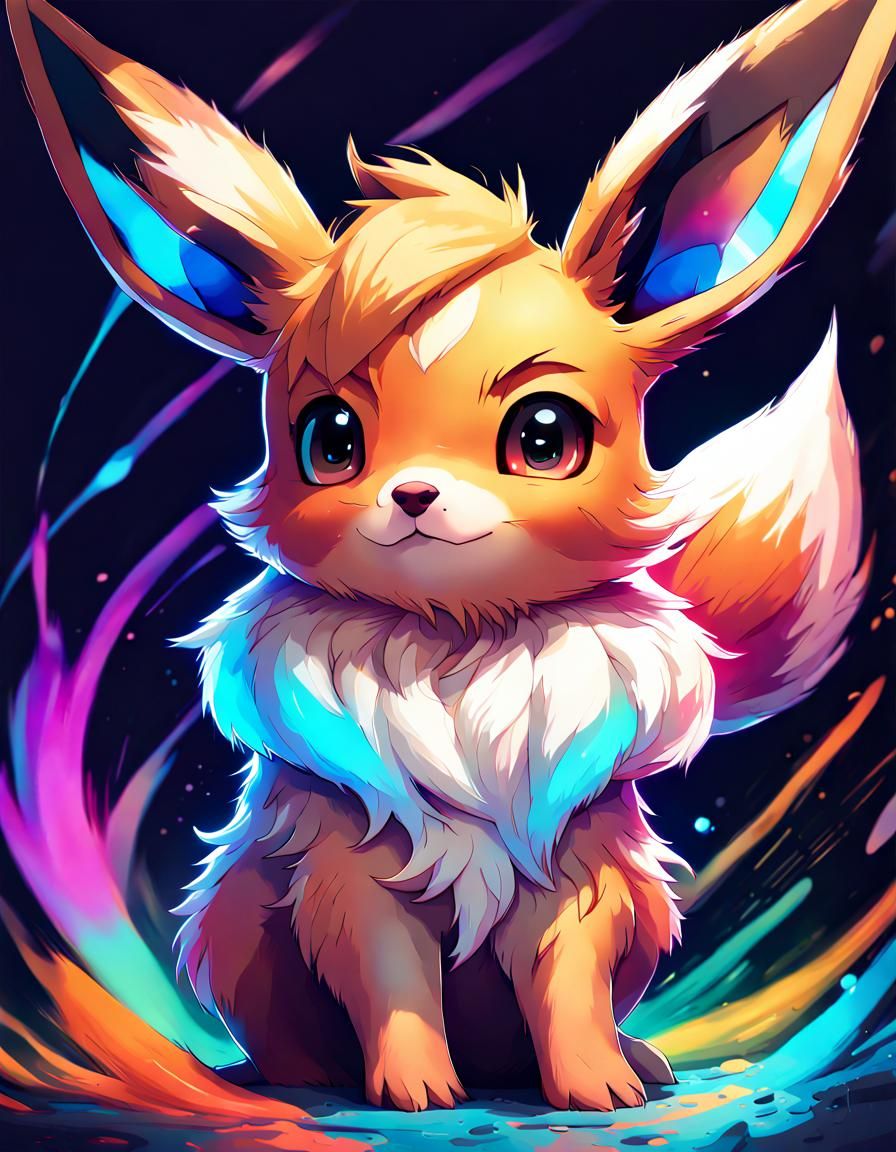 Adorable Chibi Eevee Portrait in Digital Art Style