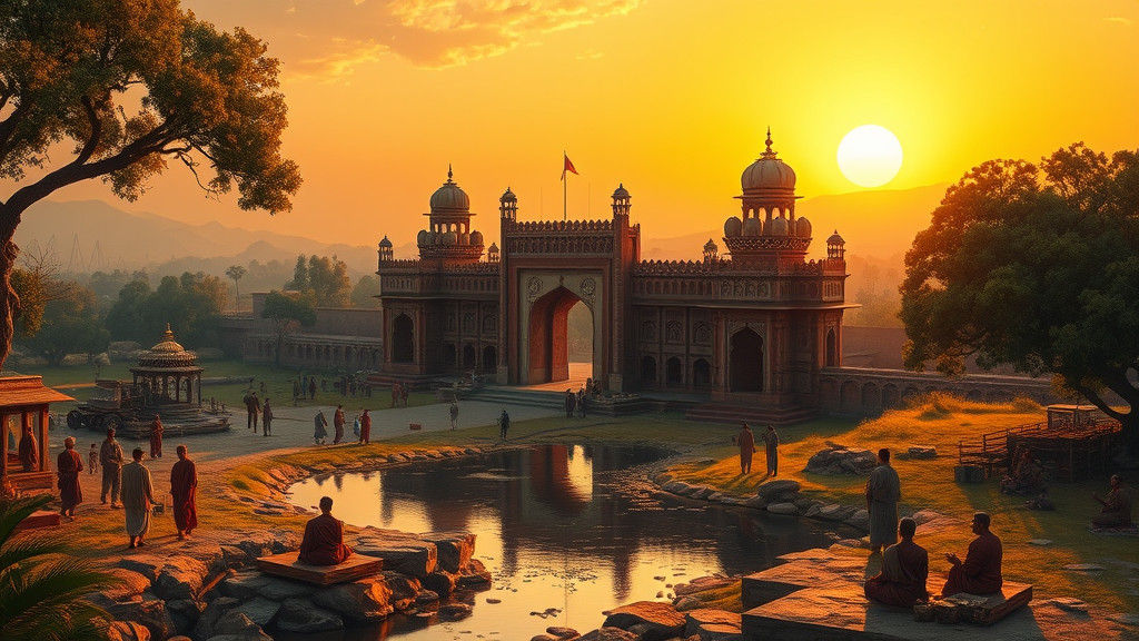 Ancient Aligarh Cityscape: Mughal Era Digital Art