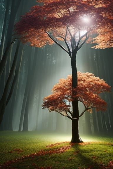 Money Tree with Fractal Iridescence, Digital Art