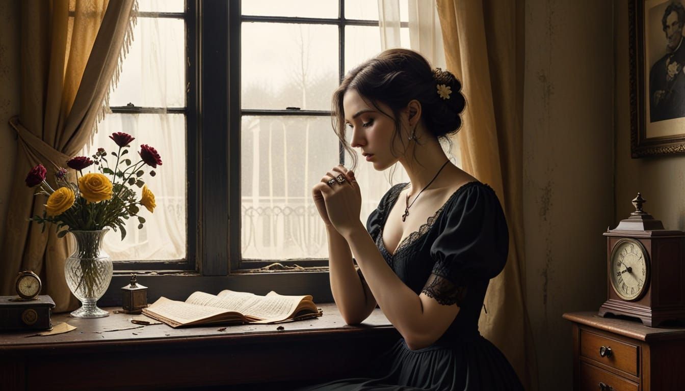 Young woman in black.