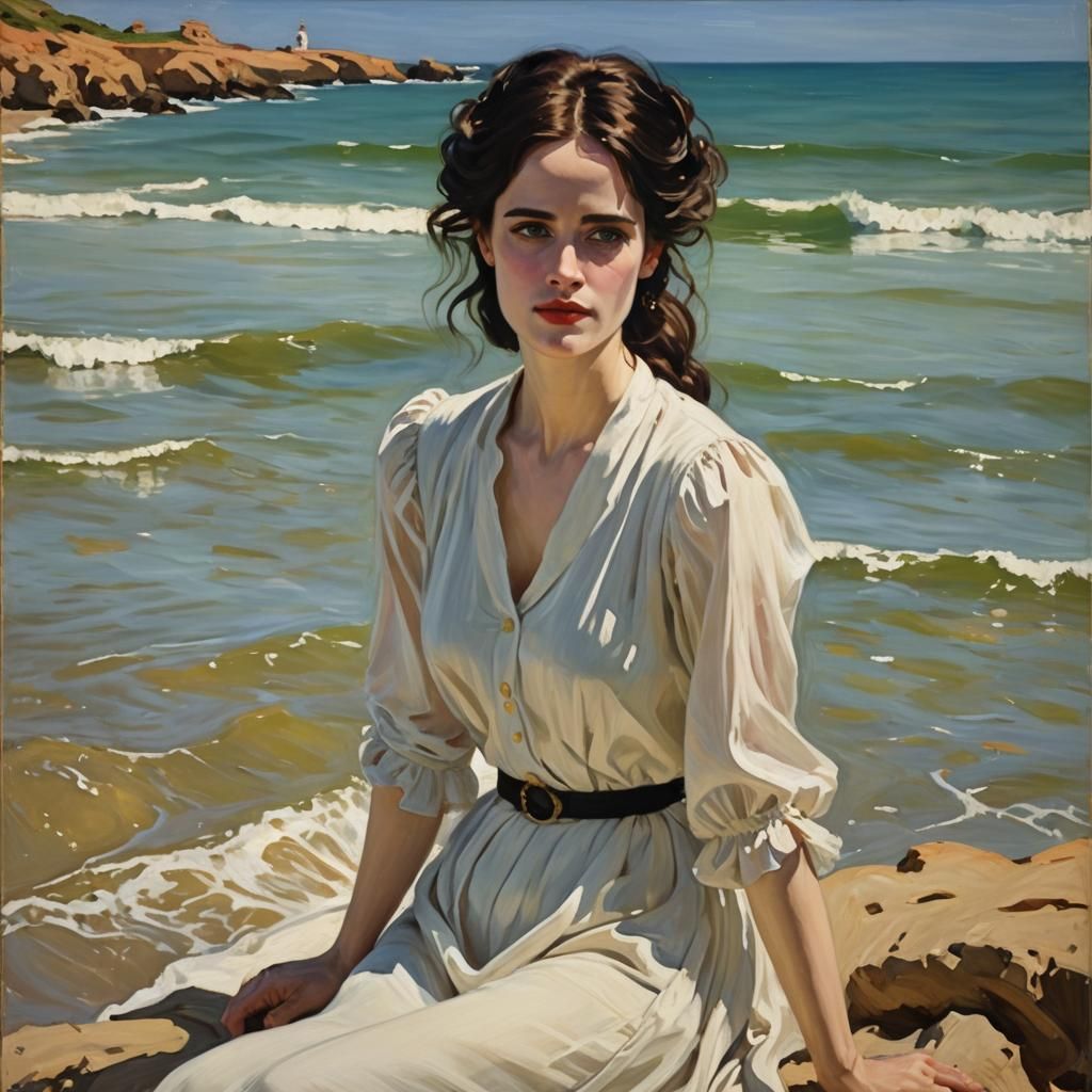 Eva Green Portrait in Impressionist Style