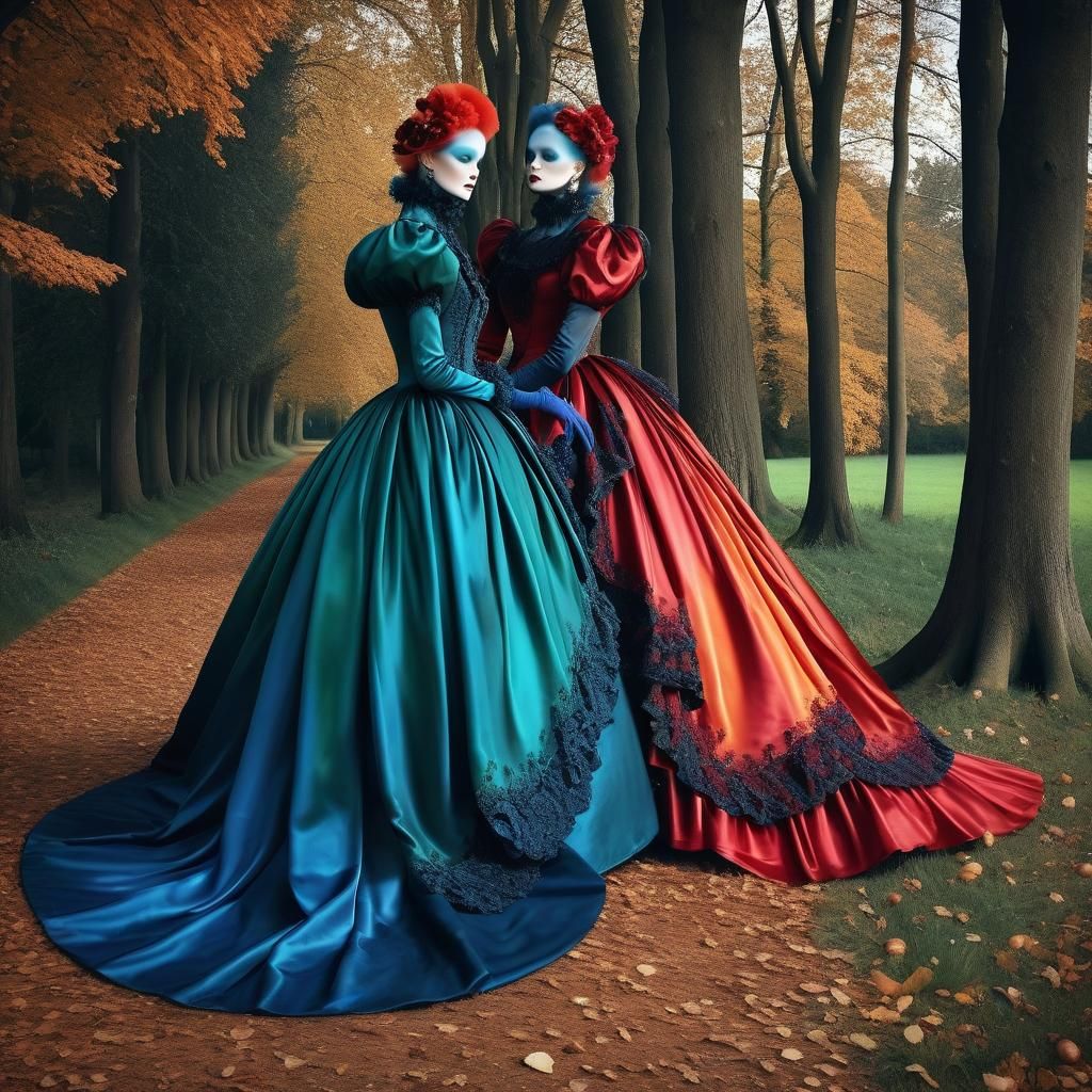 Extravagant Satin Couture in Anime Style