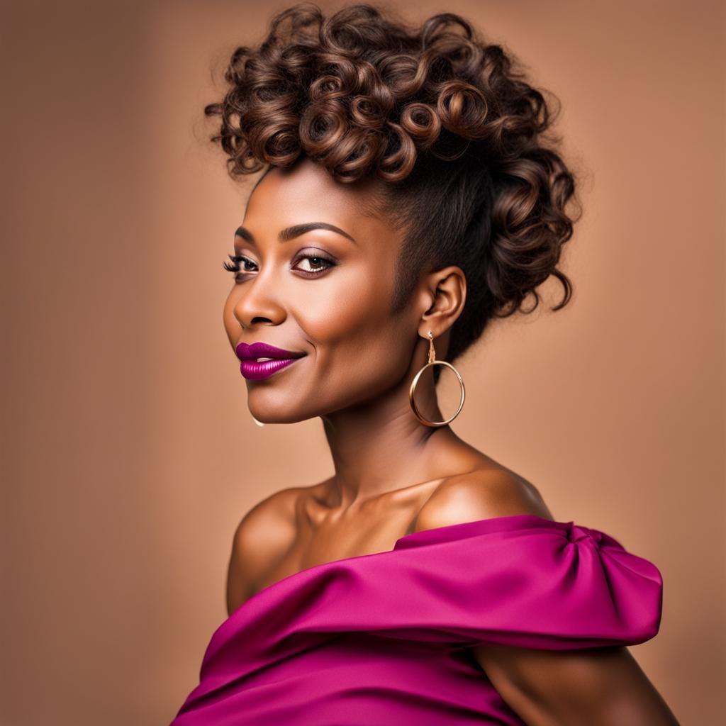 Woman with Brown Skin and Magenta Lipstick