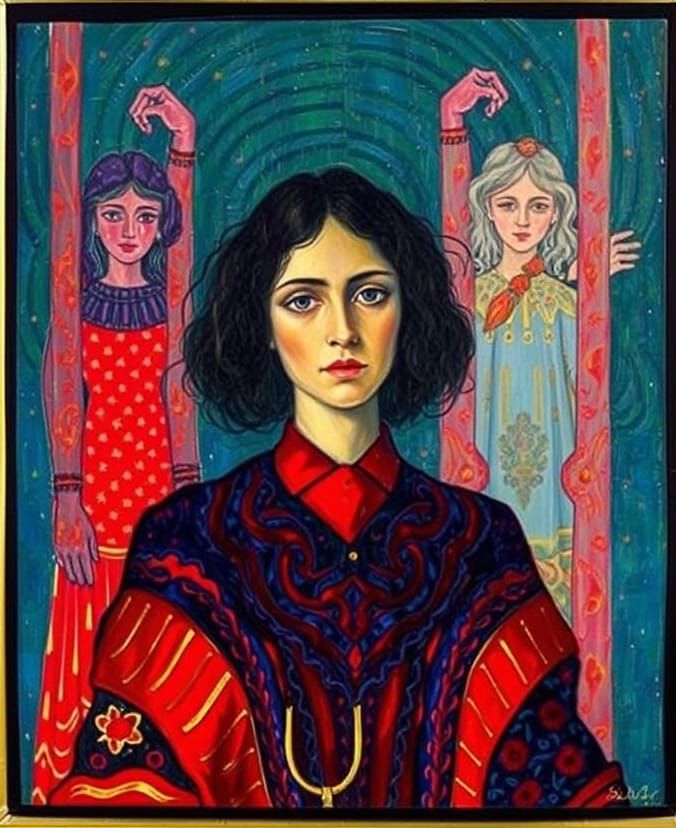 Oskar Zwintscher Portrait in Jugendstil Style