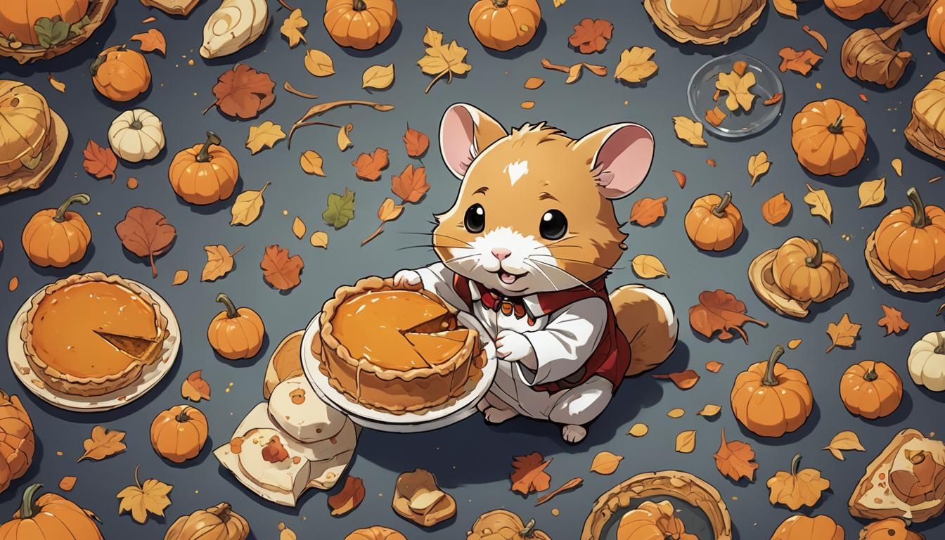 Hamster's Delight: Pumpkin Pie in Anime Style
