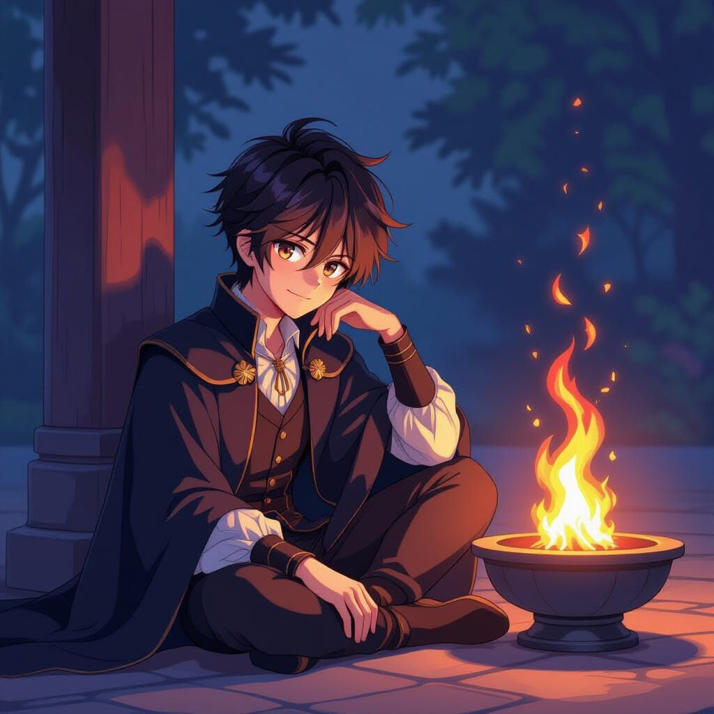 Guardian of Eternal Flame in Manga Style