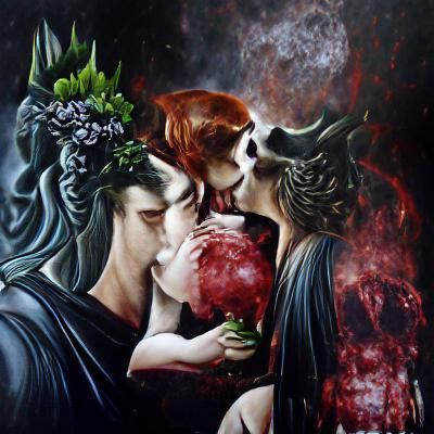 Persephone and Hades: A Dark Romantic Kiss