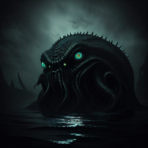 Cthulhu Rising: A Gothic Film Noir Oil Painting