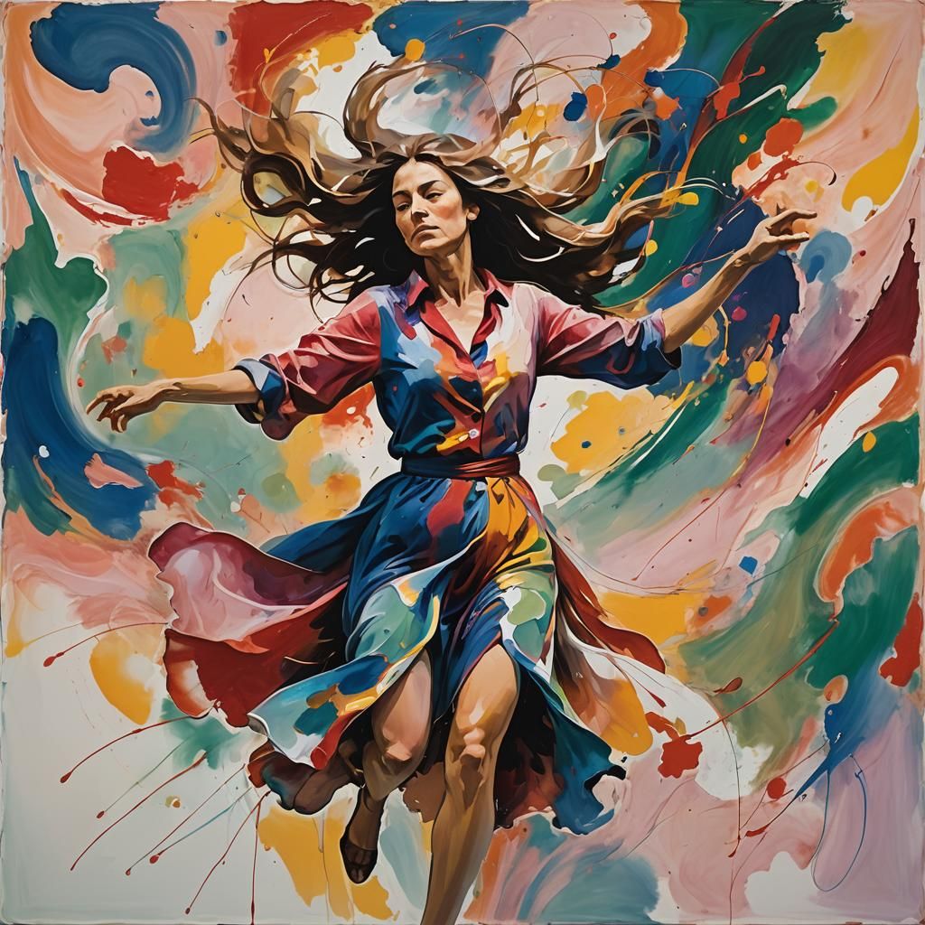 Abstract Expressionism: Woman Dancing in a Dreamlike Atmosph...