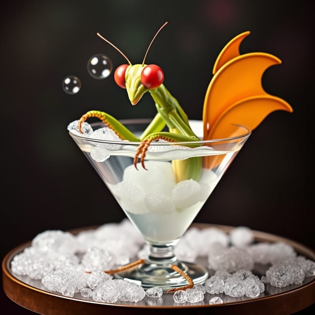 Burlesque Mantis in Martini Glass Bubble Bath