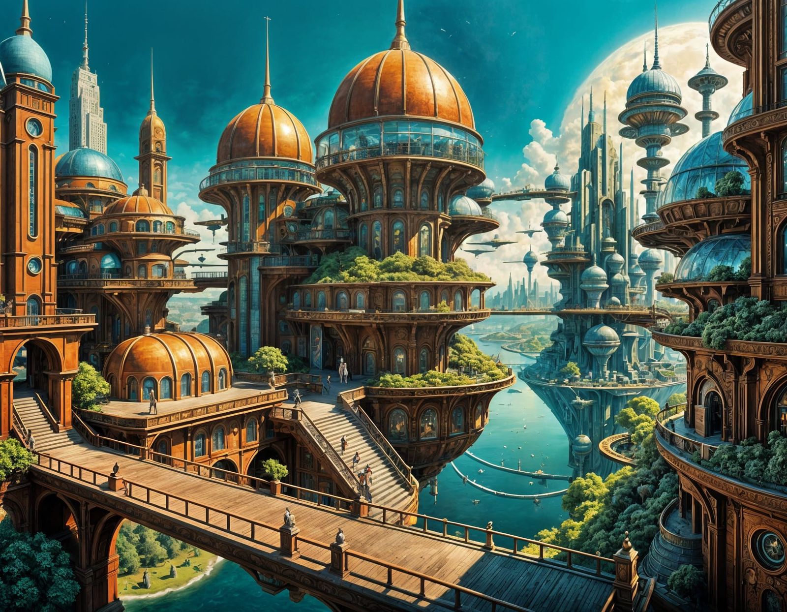 Detailed Utopia: A Pop Surrealist Cityscape
