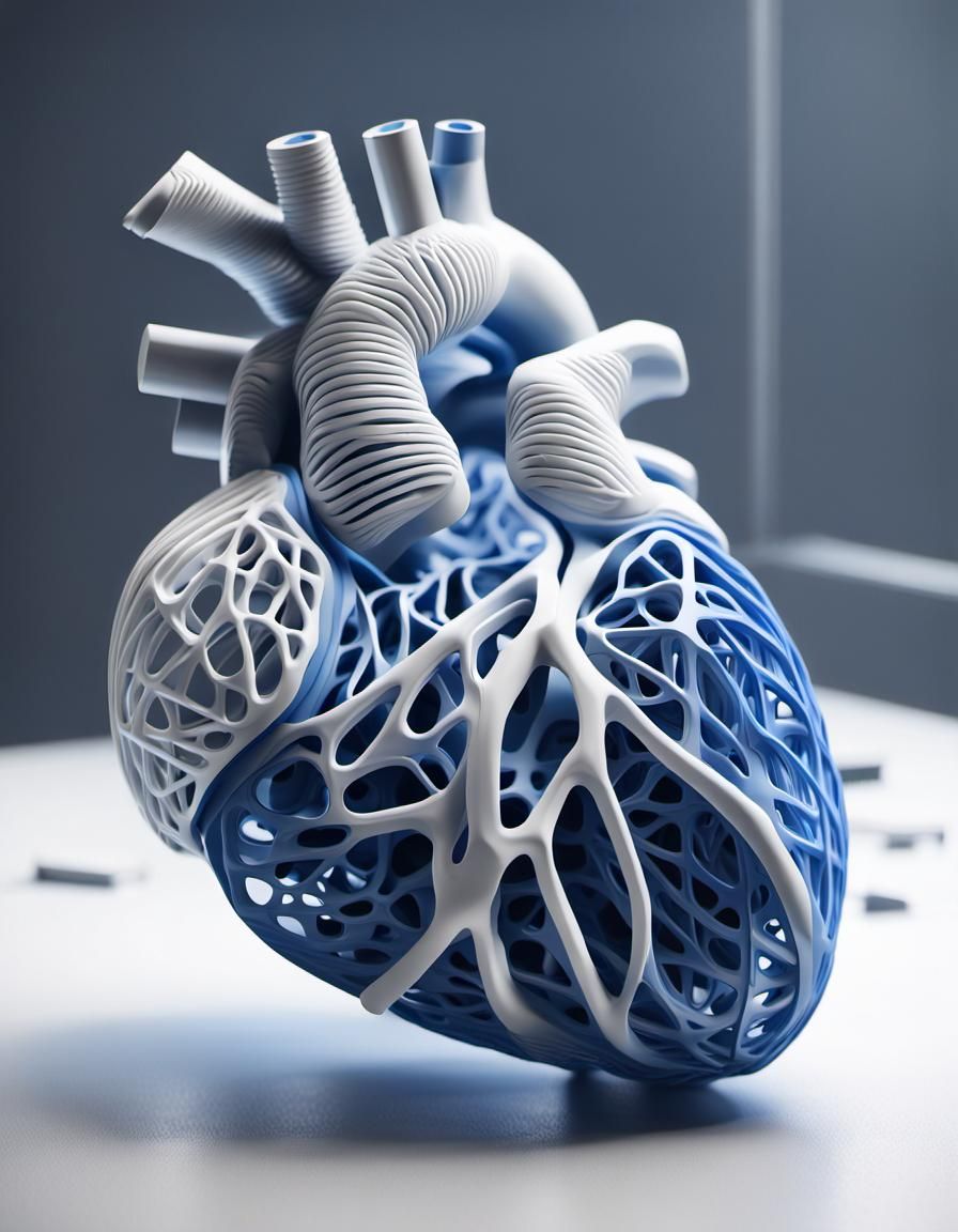 Two-color 3d printed human heart