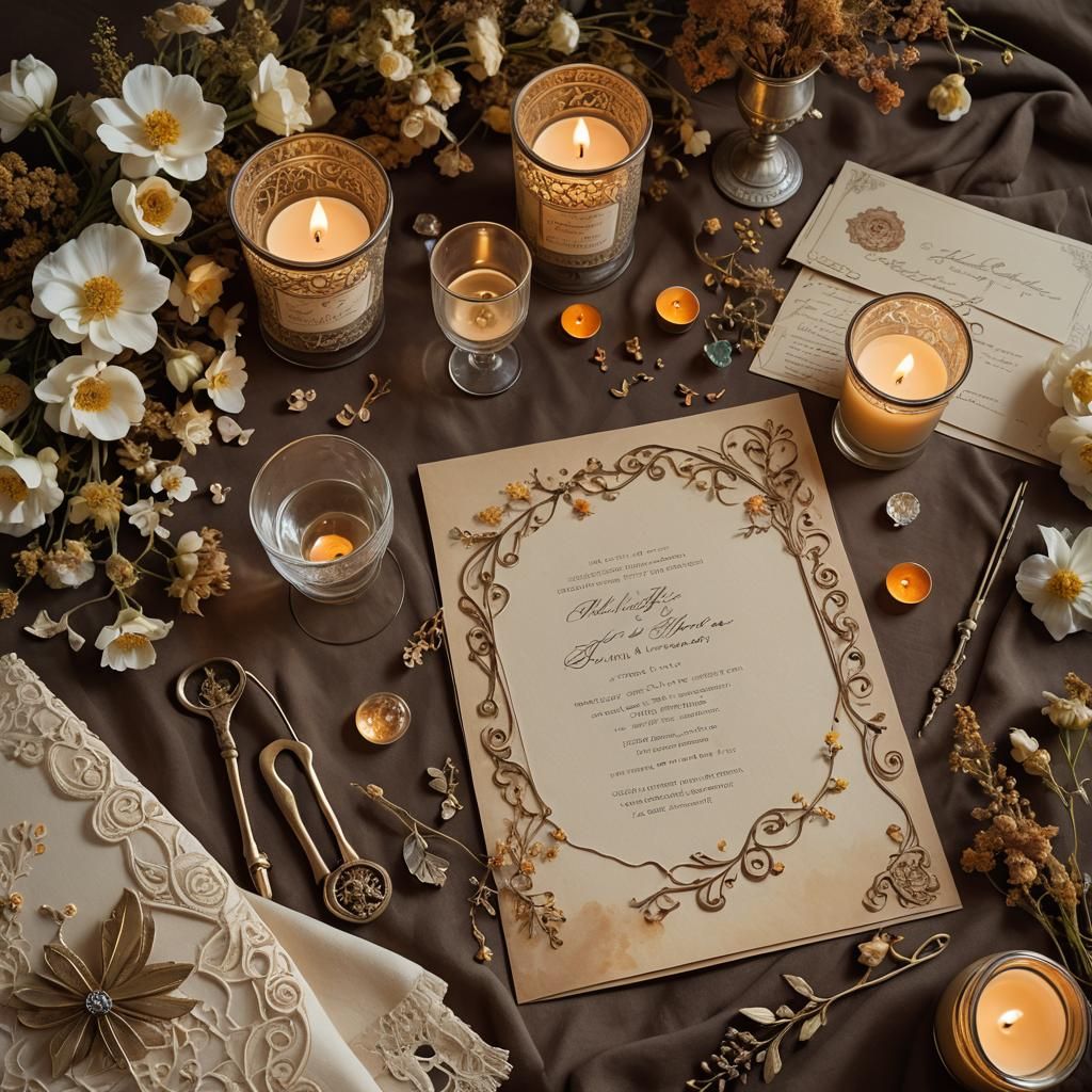 Whimsical Wedding Still Life with Dried Flowers
