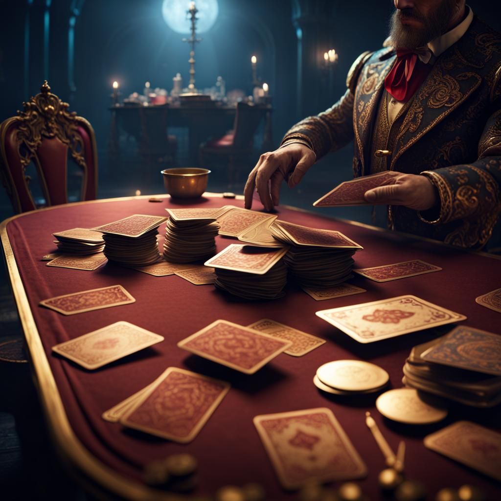 Magician's Card Tricks in Dark Theatre