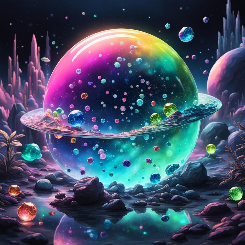 Ethereal Galactic Paradise in Glass Globe