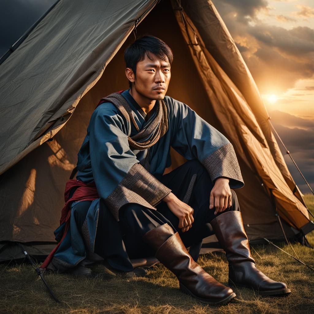 Asian Warrior Portrait, XIII Century, Hyperrealistic Style