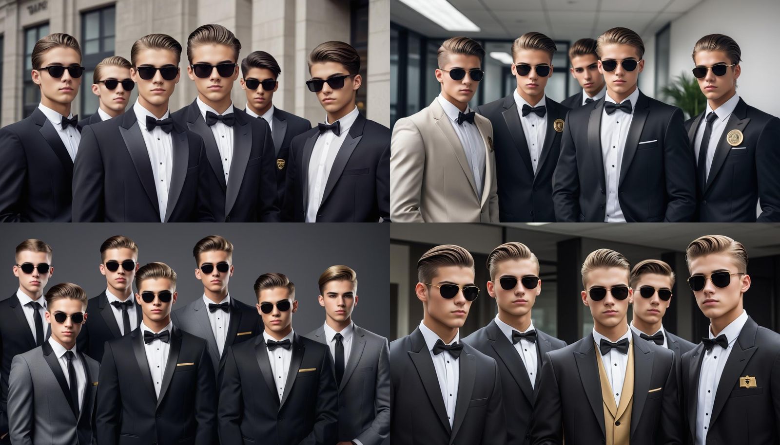 Young Business Teens Guard Office Entrance