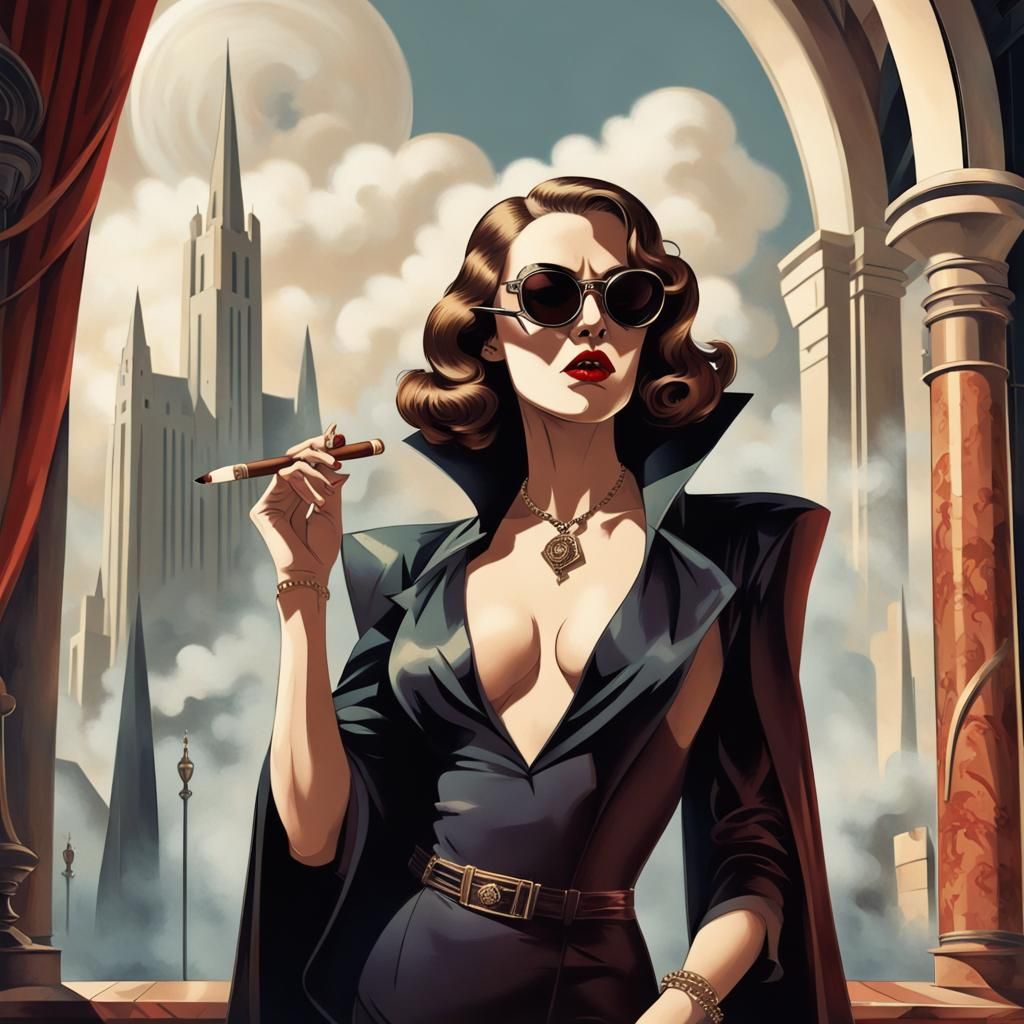 Art Deco Vampire Hunter with Cigar