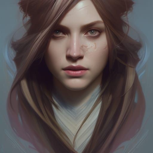 Skaði Portrait in Hyperdetailed Art Nouveau Style