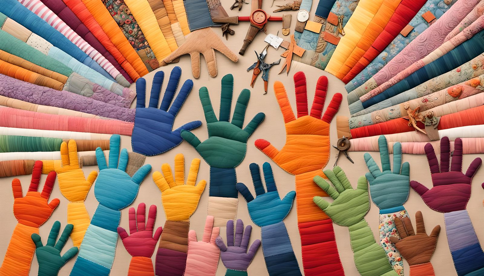 Whimsical Teamwork Collage in Patchwork Style