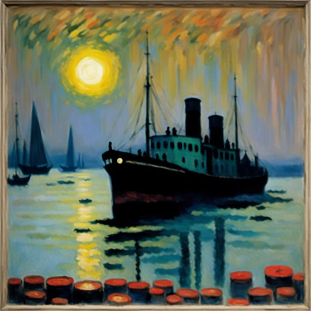 Harbor at Night: Impressionistic Port Scene