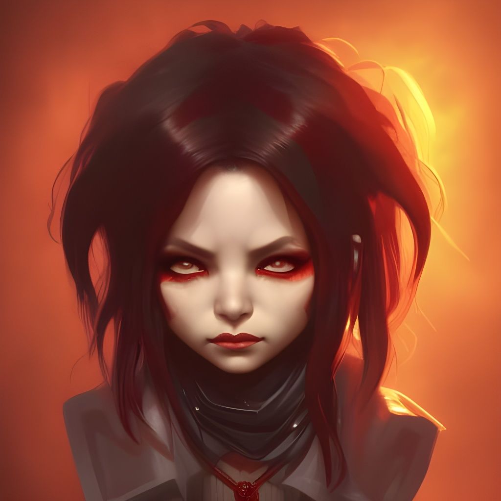 Detailed Chibi Vampire Portrait in Hyperrealistic Style
