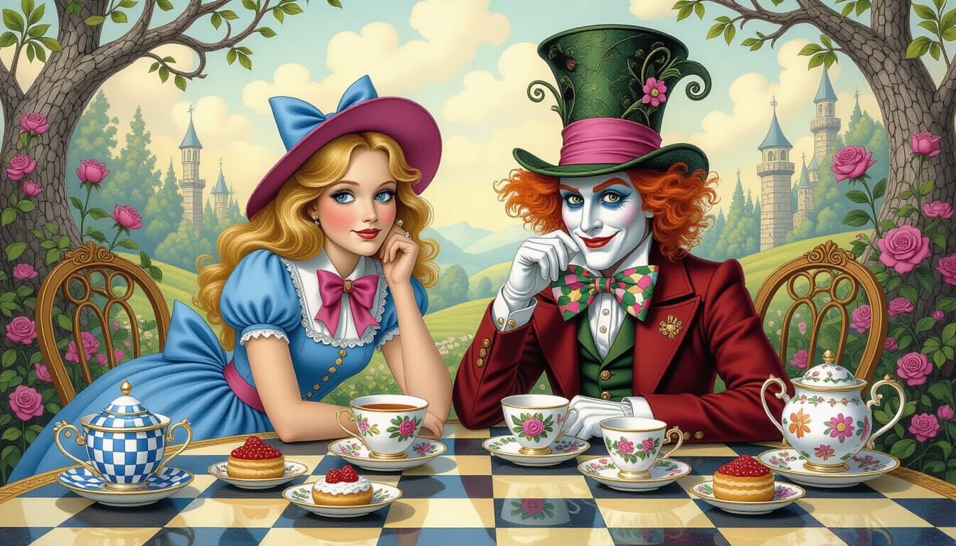 Alice and Mad Hatter's Whimsical Chess Game