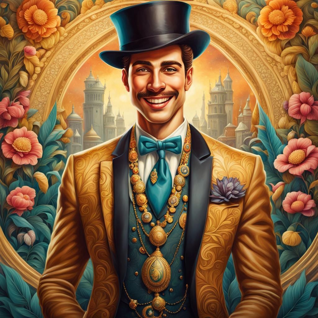 Smiling Man in Lush Fantasy Art Style