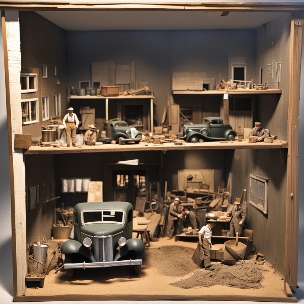 Diorama of the 1930s Great Depression Era